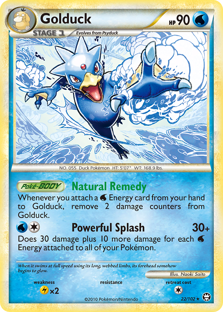 Golduck 22 Rare card from HS—Triumphant