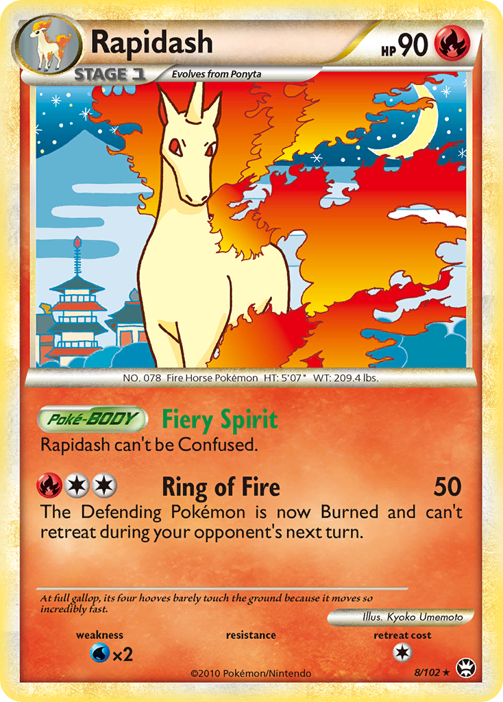 Rapidash 8 Rare Holo card from HS—Triumphant