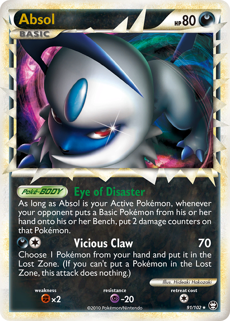 Absol 91 Rare Prime card from HS—Triumphant