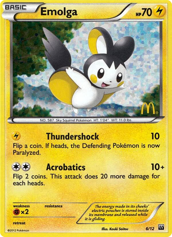 Emolga 6/12 Pokemon card from McDonald's Collection 2012
