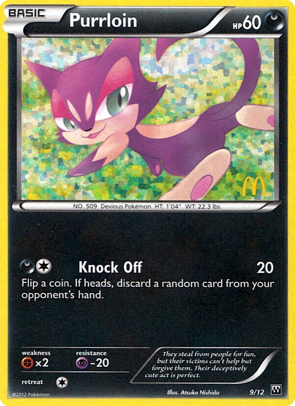 Purrloin 9 Pokemon card from McDonald's Collection 2012