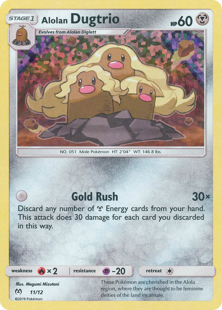 Alolan Dugtrio 11 Pokemon card from McDonald's Collection 2019