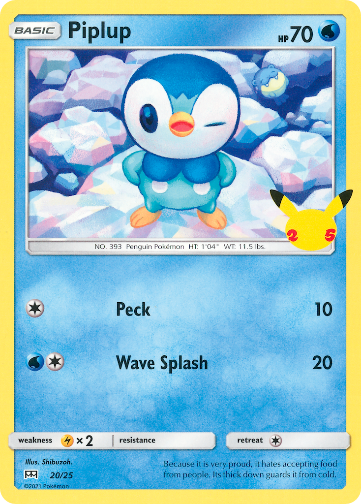 Piplup 20 Pokemon card from McDonald's Collection 2021