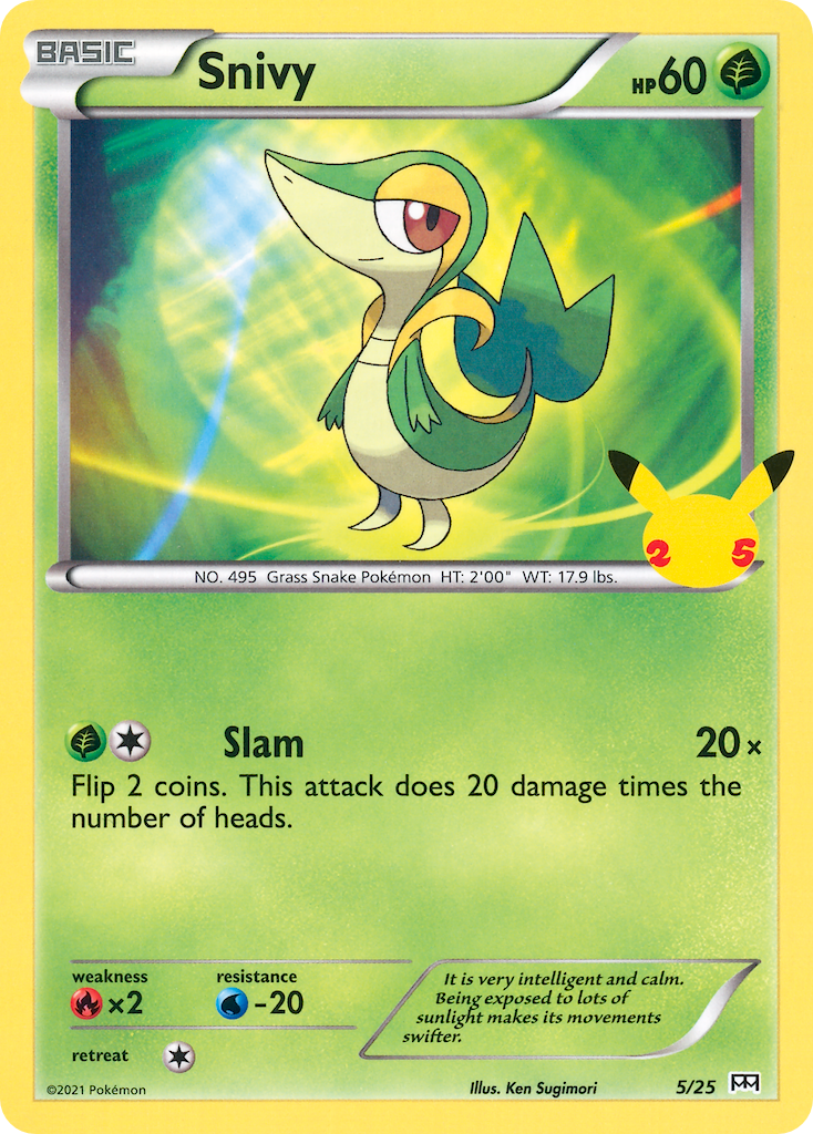 Snivy 5 Pokemon card from McDonald's Collection 2021
