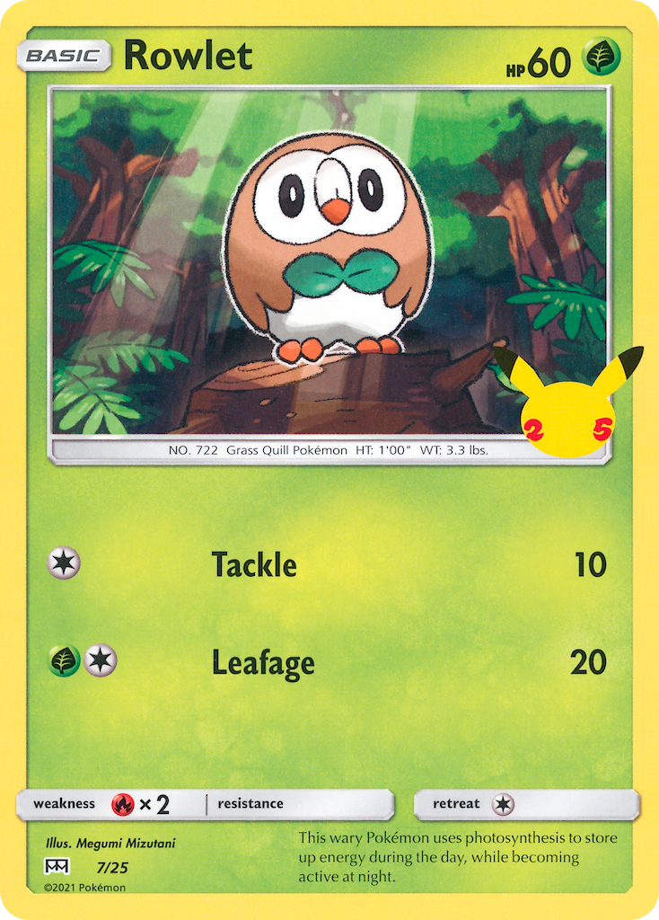 Rowlet 7 Pokemon card from McDonald's Collection 2021