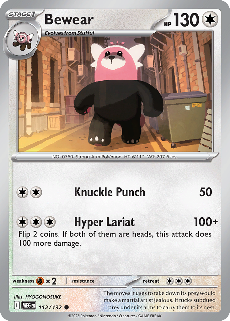Bewear 112 Common card from Mega Evolution