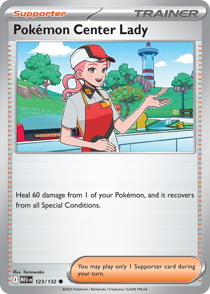 Pokémon Center Lady 123 Common card from Mega Evolution