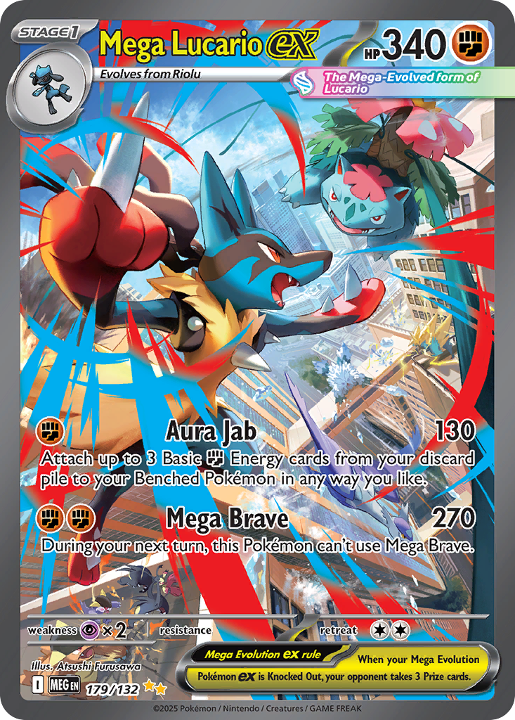 Mega Lucario ex 179 Special Illustration Rare card from Mega Evolution