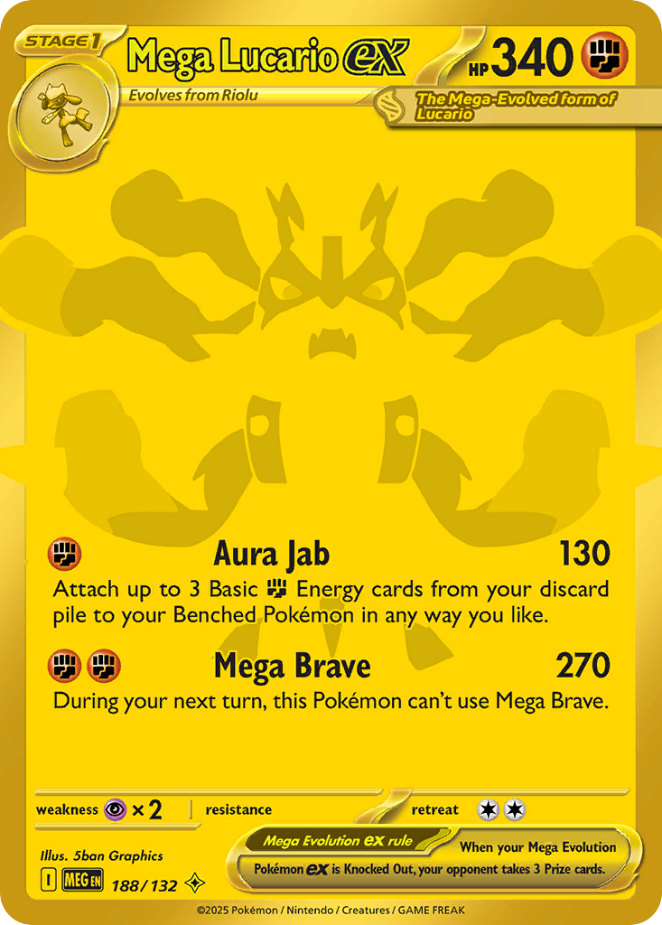 Mega Lucario ex 188 Mega Hyper Rare card from Mega Evolution