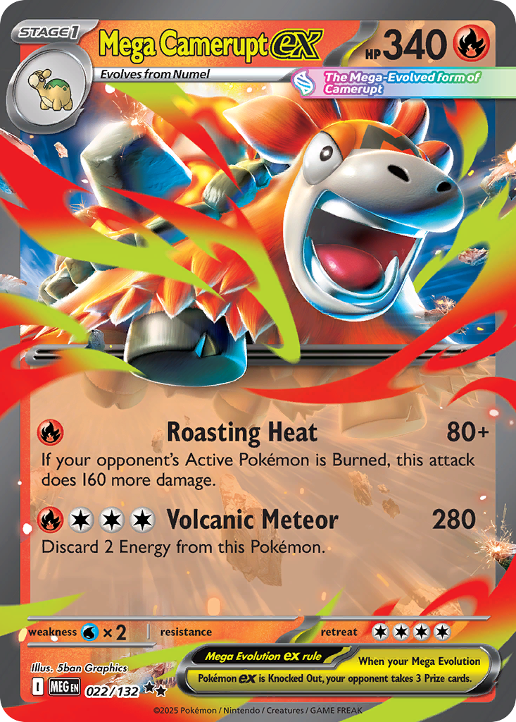 Mega Camerupt ex 22 Double Rare card from Mega Evolution
