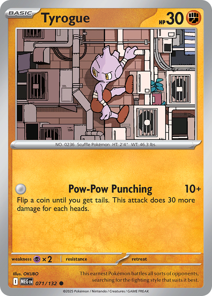 Tyrogue 71 Common card from Mega Evolution