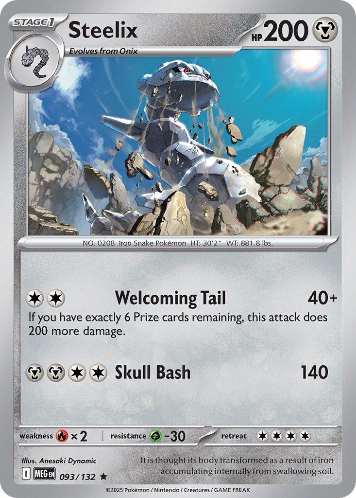 Steelix 93 Rare card from Mega Evolution