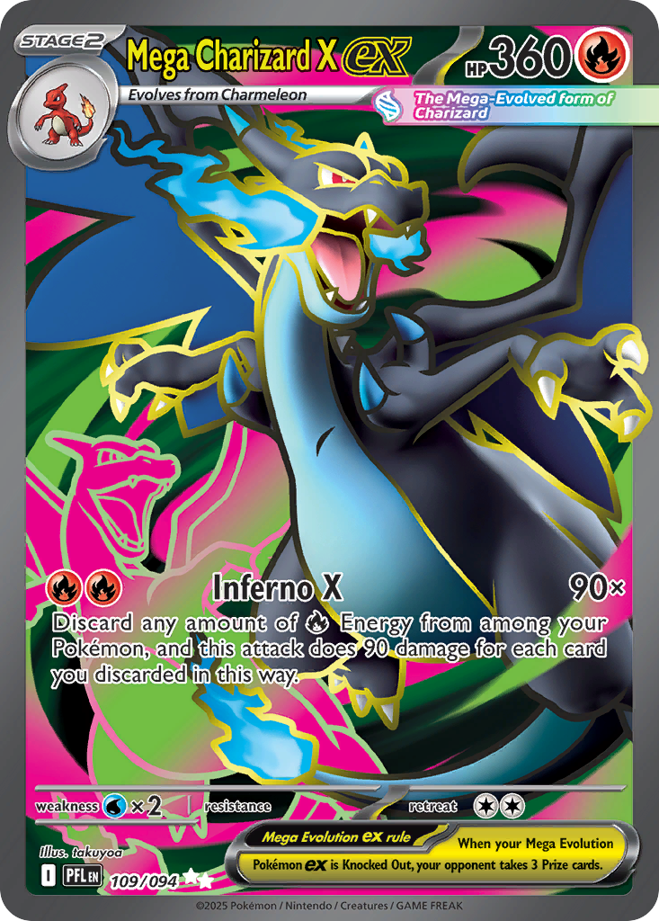 Mega Charizard X ex 109 Ultra Rare card from Phantasmal Flames