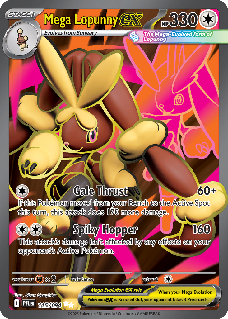 Mega Lopunny ex 115 Ultra Rare card from Phantasmal Flames