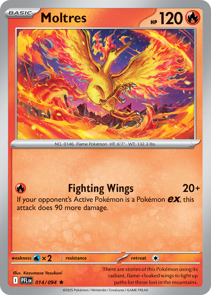 Moltres 14 Rare card from Phantasmal Flames