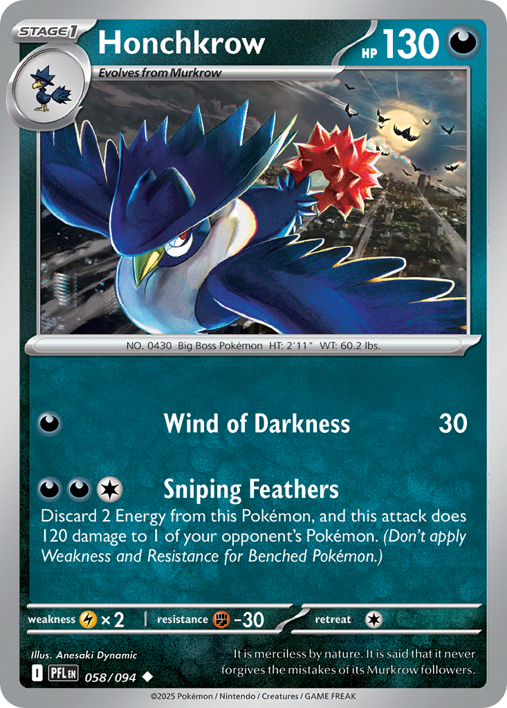 Honchkrow 58 Uncommon card from Phantasmal Flames