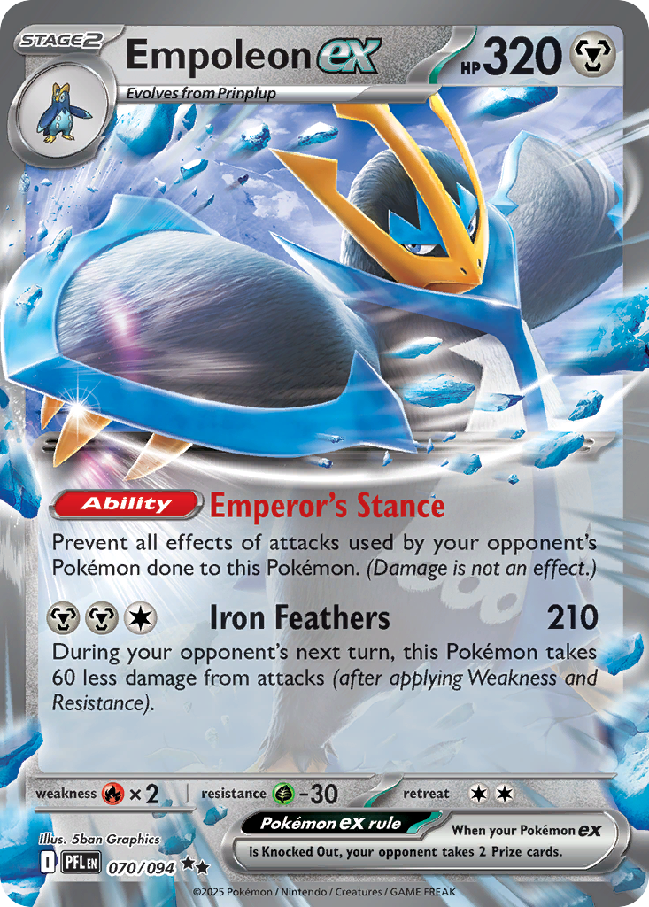 Empoleon ex 70 Double Rare card from Phantasmal Flames