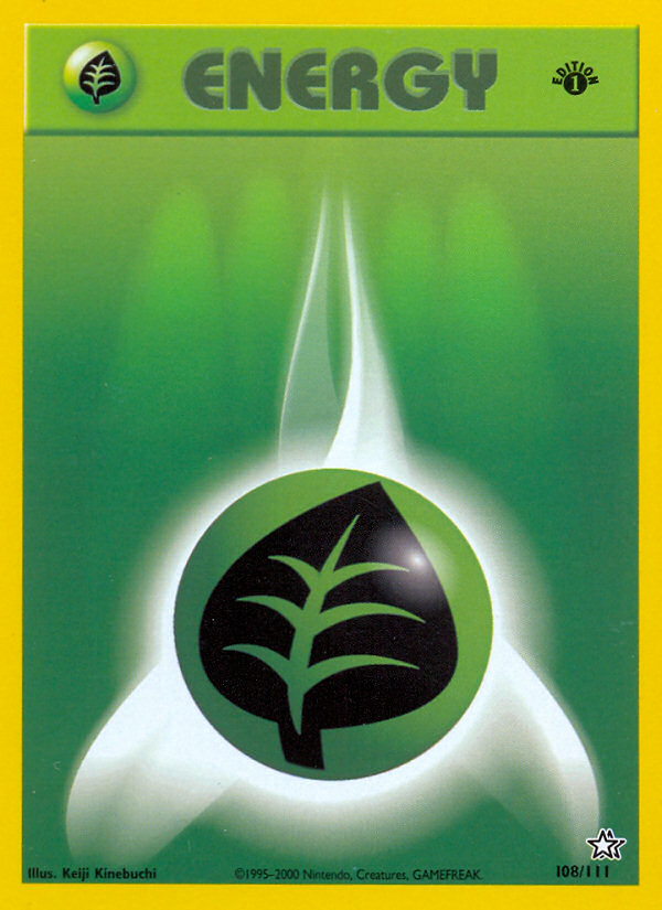 Grass Energy 108 Pokemon card from Neo Genesis