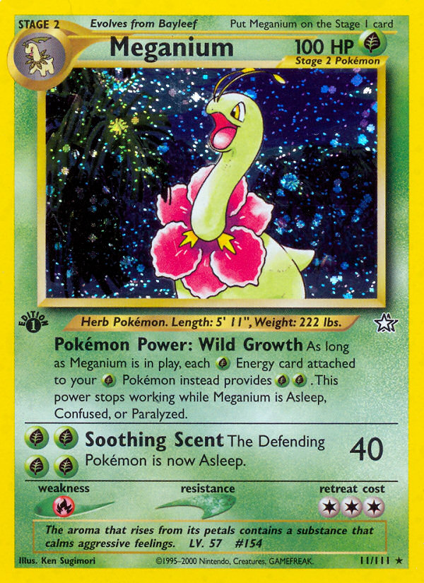 Meganium 11 Rare Holo card from Neo Genesis