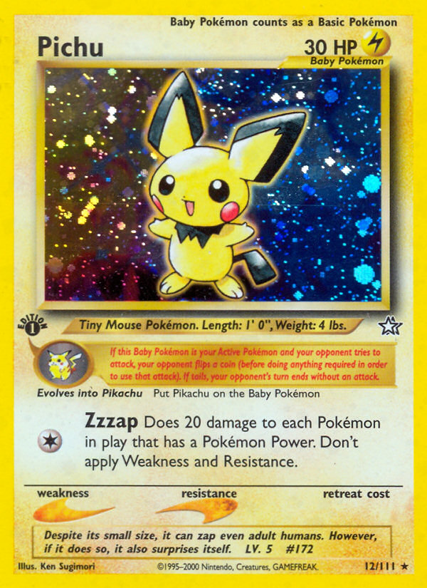 Pichu 12/111 Rare Holo card from Neo Genesis
