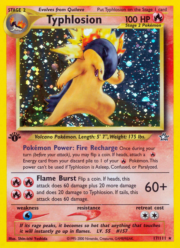 Typhlosion 17 Rare Holo card from Neo Genesis