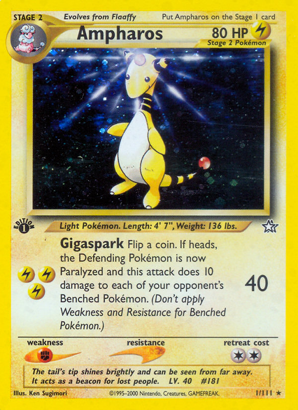 Ampharos 1 Rare Holo card from Neo Genesis