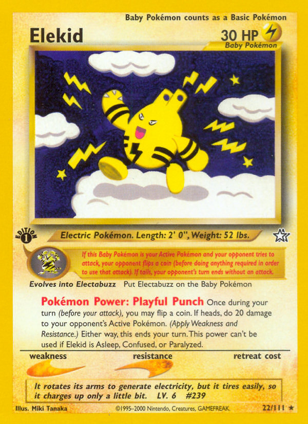 Elekid 22 Rare card from Neo Genesis