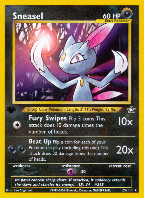 Sneasel 25 Rare card from Neo Genesis