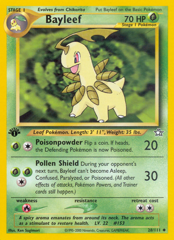 Bayleef 28 Uncommon card from Neo Genesis