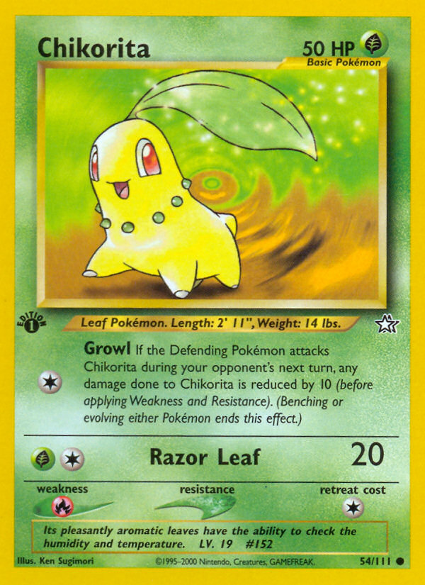 Chikorita 54 Common card from Neo Genesis