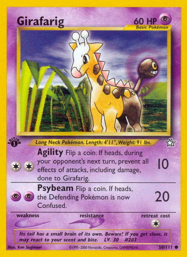 Girafarig 58 Common card from Neo Genesis