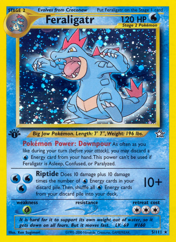 Feraligatr 5 Rare Holo card from Neo Genesis