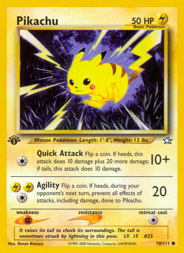 Pikachu 70 Common card from Neo Genesis