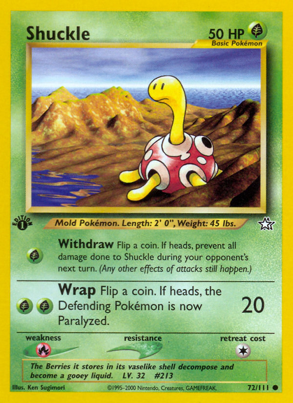 Shuckle 72 Common card from Neo Genesis