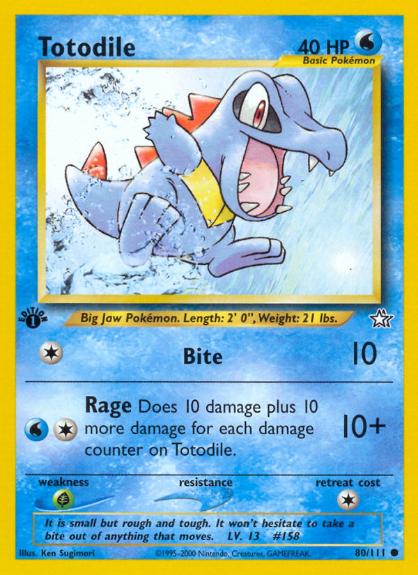 Totodile 80 Common card from Neo Genesis