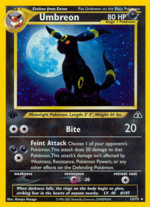 Umbreon 13/75 Rare Holo card from Neo Discovery
