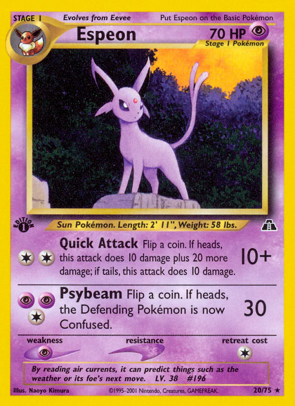 Espeon 20/75 Rare card from Neo Discovery