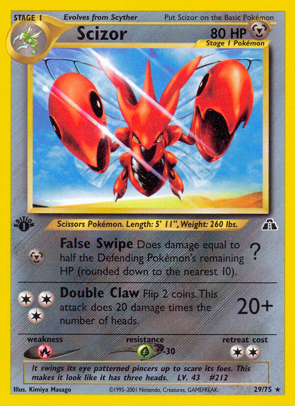 Scizor 29 Rare card from Neo Discovery