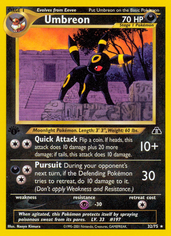 Umbreon 32 Rare card from Neo Discovery