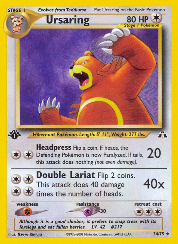 Ursaring 34 Rare card from Neo Discovery