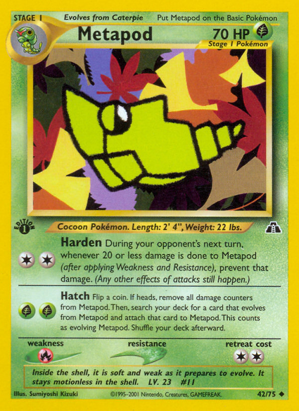 Metapod 42 Uncommon card from Neo Discovery