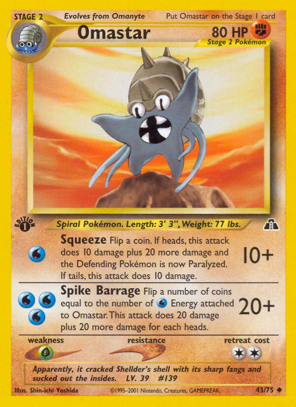 Omastar 43 Uncommon card from Neo Discovery
