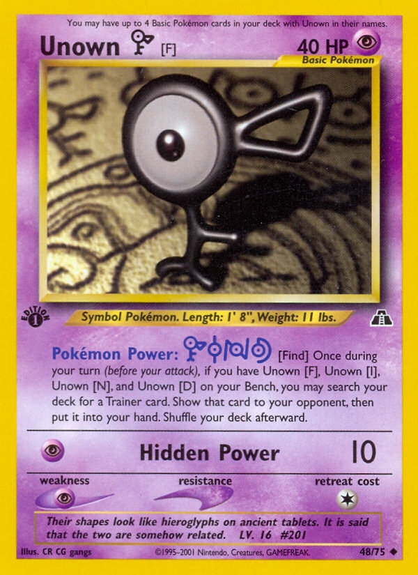 Unown [F] 48 Uncommon card from Neo Discovery