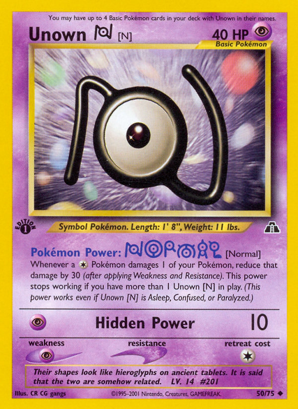 Unown [N] 50/75 Uncommon card from Neo Discovery