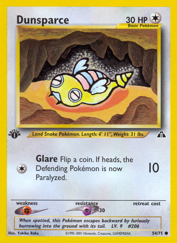 Dunsparce 54 Common card from Neo Discovery