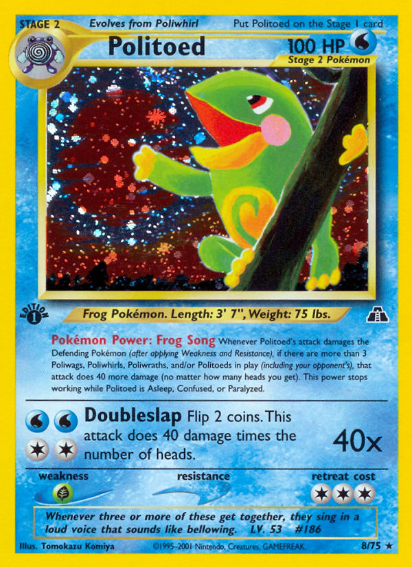 Politoed 8/75 Rare Holo card from Neo Discovery