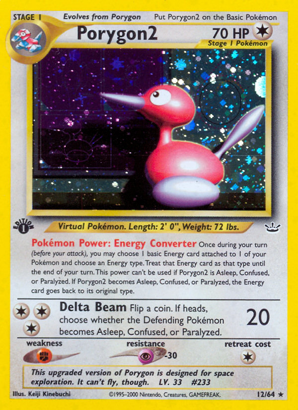 Porygon2 12 Rare Holo card from Neo Revelation