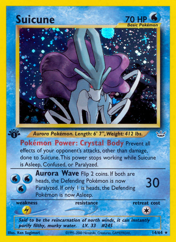 Suicune 14 Rare Holo card from Neo Revelation