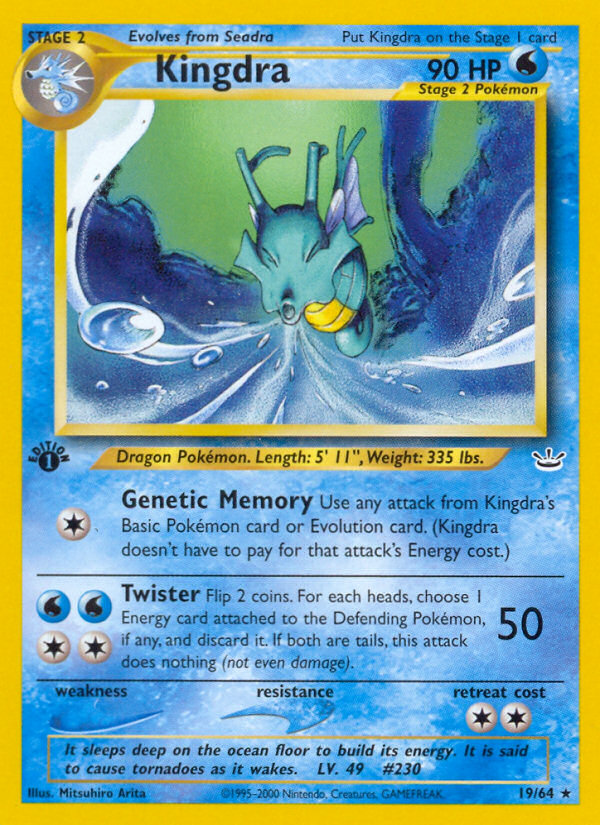 Kingdra 19 Rare card from Neo Revelation