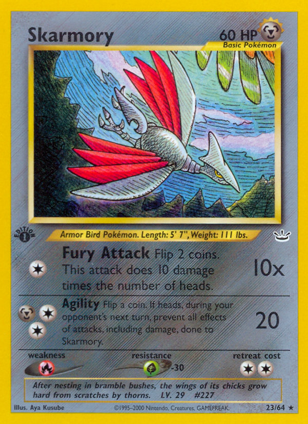 Skarmory 23/64 Rare card from Neo Revelation